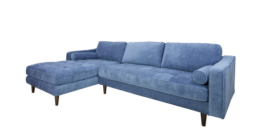 1st Choice Modern Elegant Laf Living Room Sectional in Denim Blue