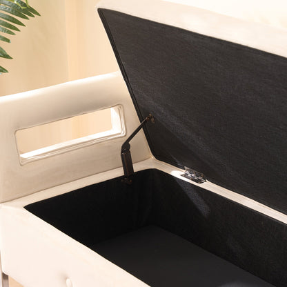 67.91' Wide Storage Soft Ottoman Bench with Armrests,Footrest Bed End Stool for Living Room, Dorm, Entryway and Bedroom, Beige - 1st Choice Furniture Direct