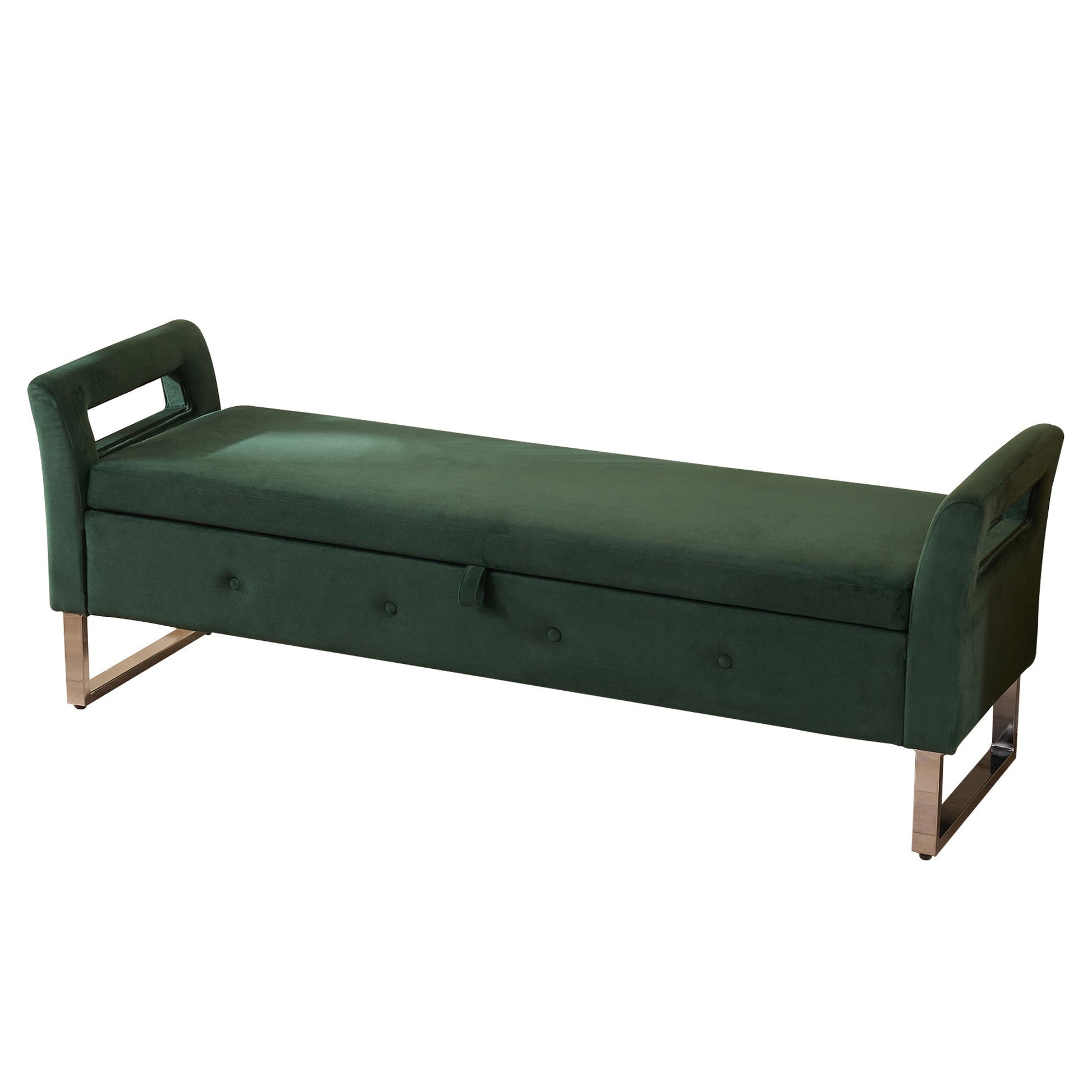 67.91' Wide Storage Soft Ottoman Bench with Armrests,Footrest Bed End Stool for Living Room, Dorm, Entryway and Bedroom, Green - 1st Choice Furniture Direct