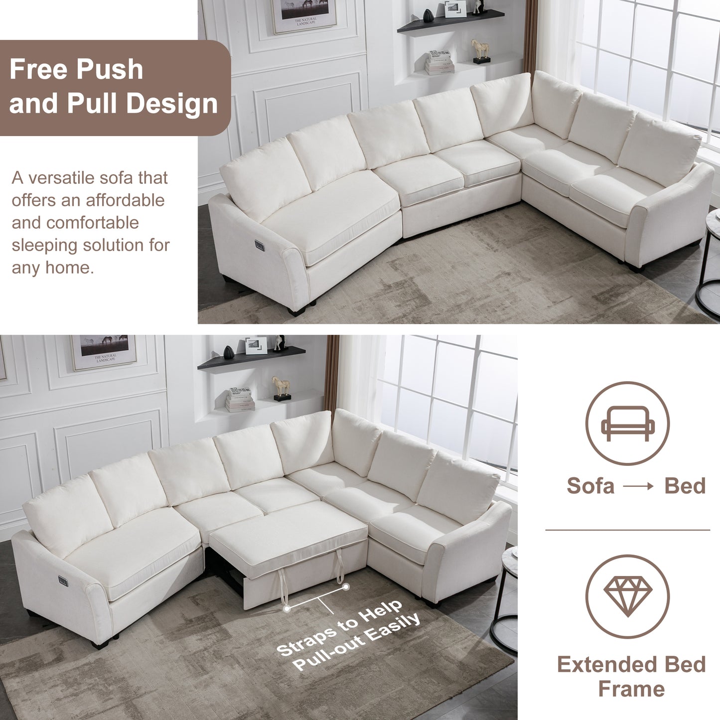 1st Choice Sectional Sleeper Sofa with Pull-Out Bed Modern L-Shape