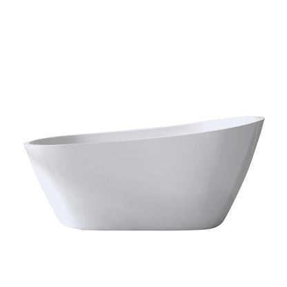67'Special - shaped Freestanding Slipper Bathtub: Gloss White Finish, Chrome Overflow & Pop - Up Drain, cUPC Certified - 1st Choice Furniture Direct