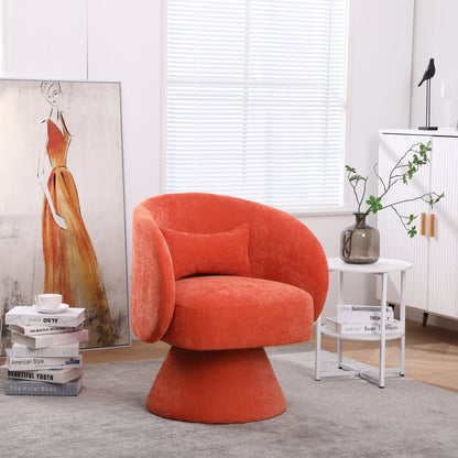 Swivel Accent Chair Armchair, Round Barrel Chair in Fabric for Living Room Bedroom(Orange)