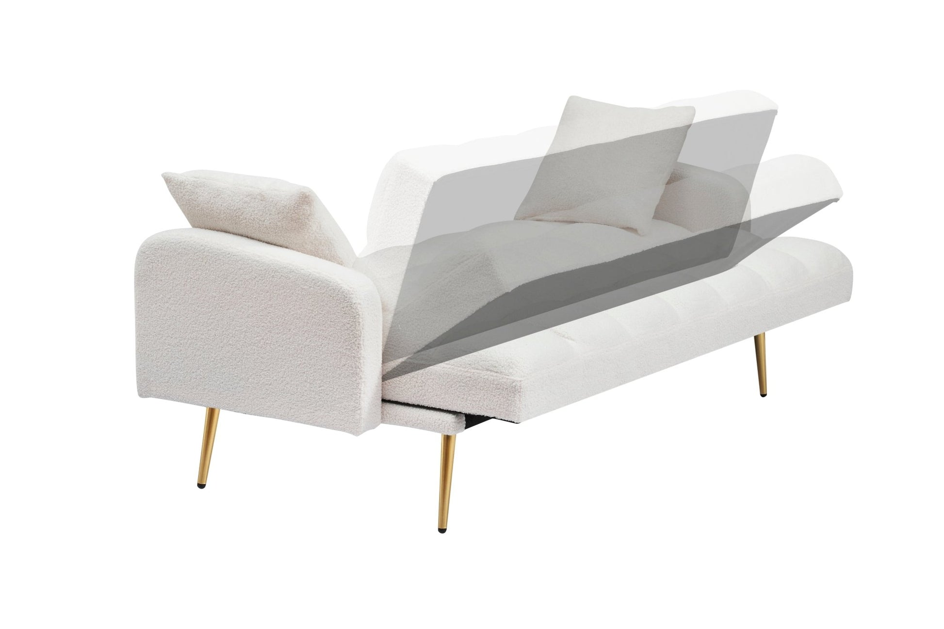 69 Inch Sofa Bed Beige with Adjustable Teddy Sofa for Small Space Living Room and Bedroom - 1st Choice Furniture Direct