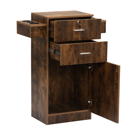 1st Choice Rustic Brown Barber Station with Small Cabinet