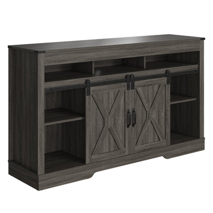 1st Choice 58" Farmhouse Double-Door Three-Layer TV Cabinet in Dark Gray