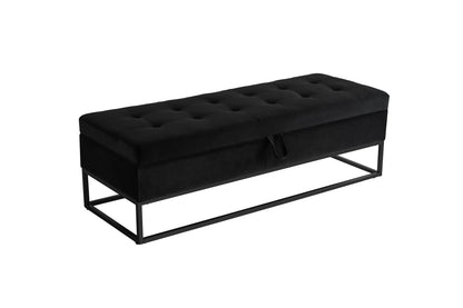 1st Choice Modern 58.6" Bed Bench Metal Base with Storage Black Velvet