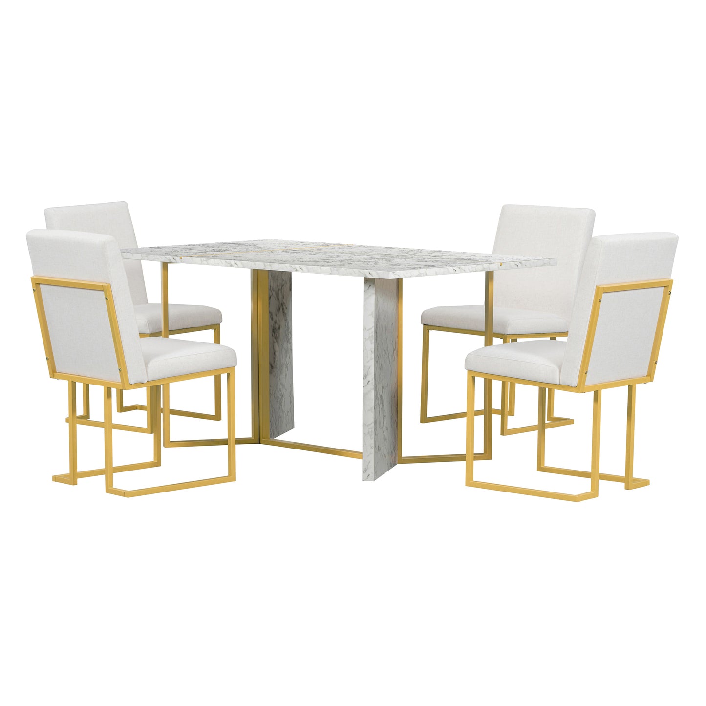 1st Choice 7-Piece Dining Table Set Artificial Marble Sticker Tabletop