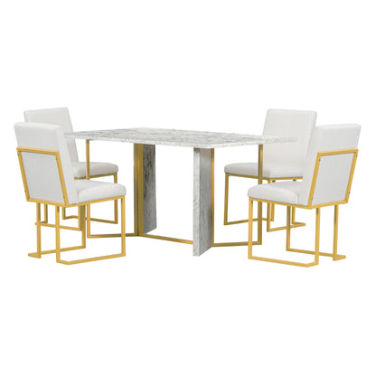 1st Choice 7-Piece Dining Table Set Artificial Marble Sticker Tabletop