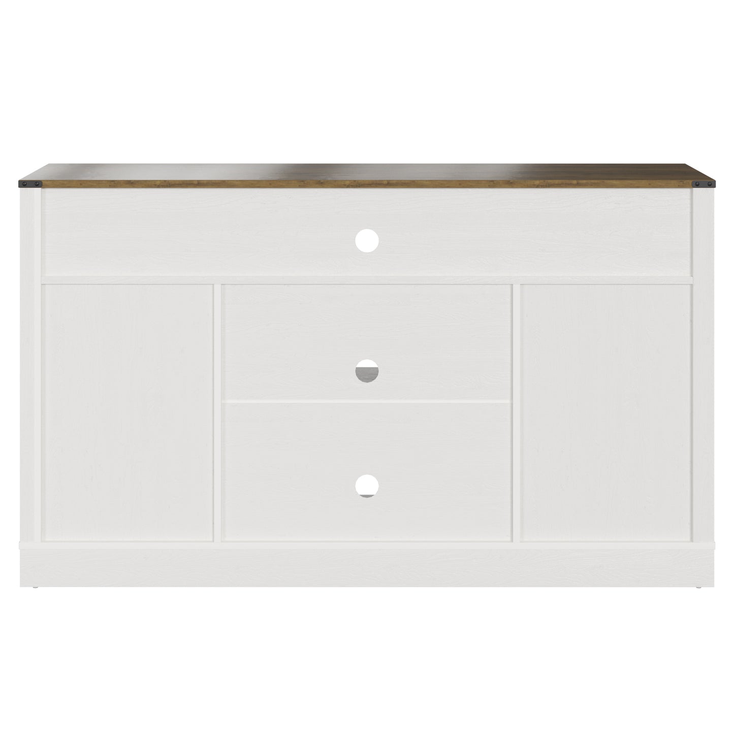 1st Choice 58" Farmhouse Double-Door Three-Layer TV Cabinet in White & Brown