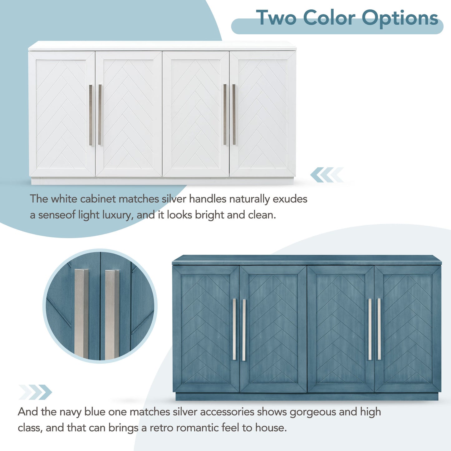 1st Choice Sideboard with 4 Doors Large Storage Space Buffet Cabinet