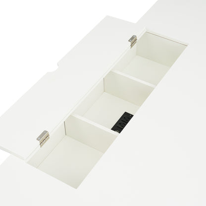 1st Choice Modern Gold and White Writing Desk with Hidden Compartments and USB Ports