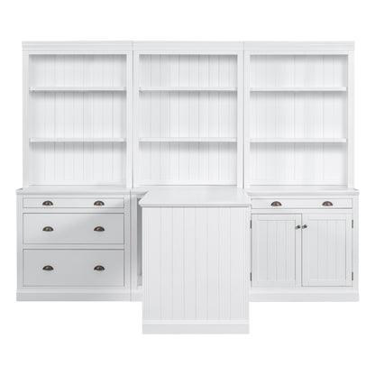 1st Choice Elegant 3-Piece Bookcase and Writing Desk Set in pristine white