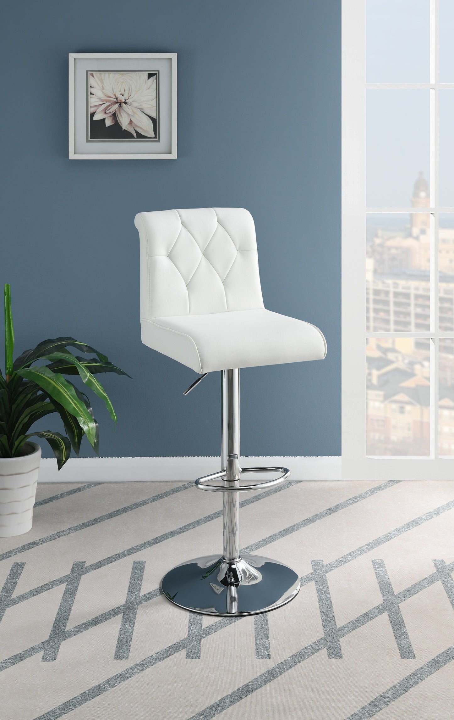 1st Choice Modern Adjustable Bar Stool Lift Chair White Faux Leather