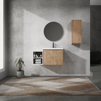 36' Wall-Mounted Bathroom Vanity With Sink and Side Cabinet, Soft Close Doors,00112IMO-0624IMO-0612GWH Combination Cabinet(KD-Packing)