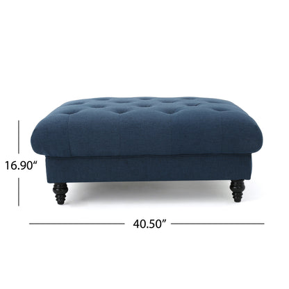 1st Choice Modern Madrid KD Tufted Fabric Ottoman in Navy Blue