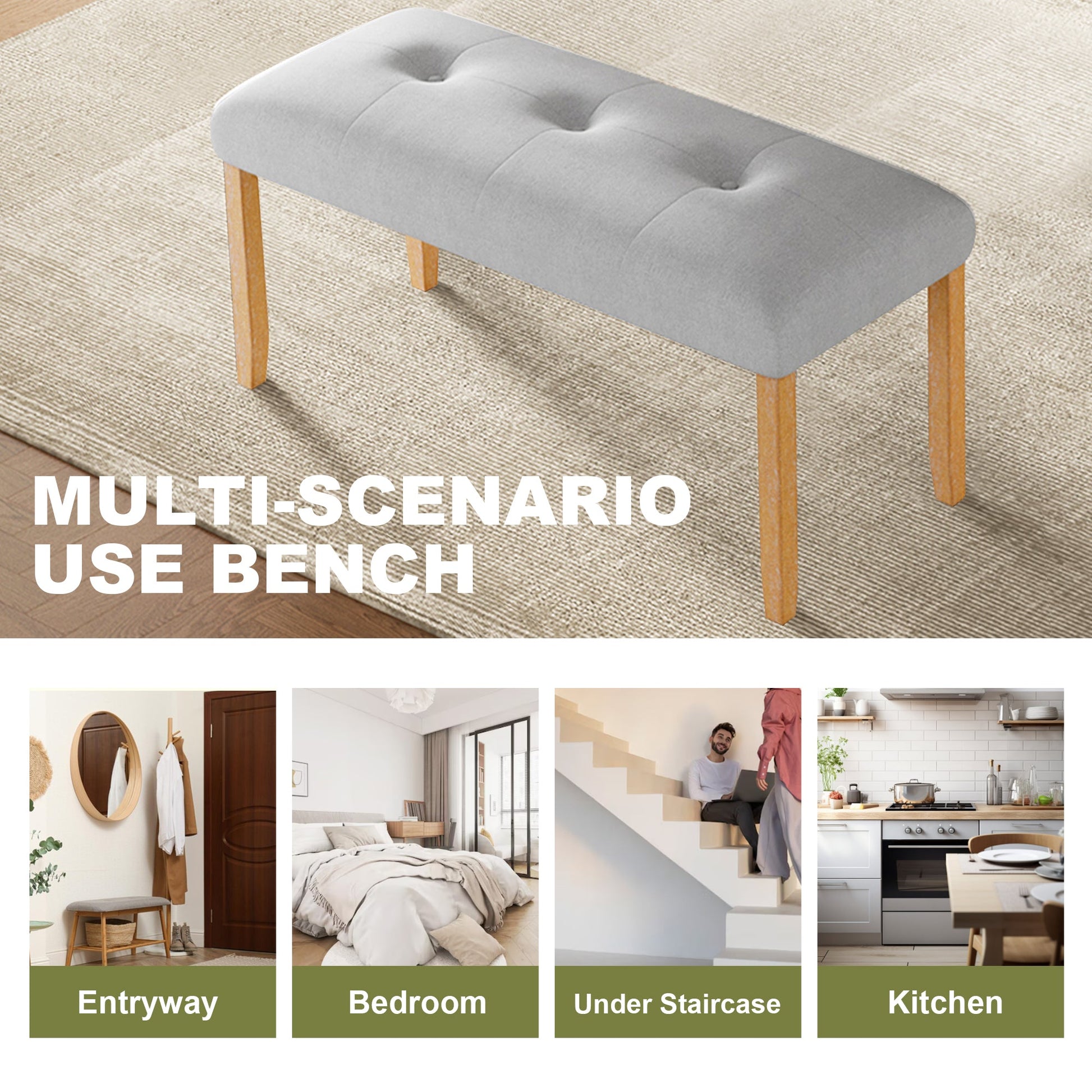 6PCs Dining Room Table Set, Rustic Farmhouse Dining Room Rectangular Table with 4 Upholstered Chairs and Bench, Solid Wood Kitchen Dining Table Set for 6 Persons - 1st Choice Furniture Direct