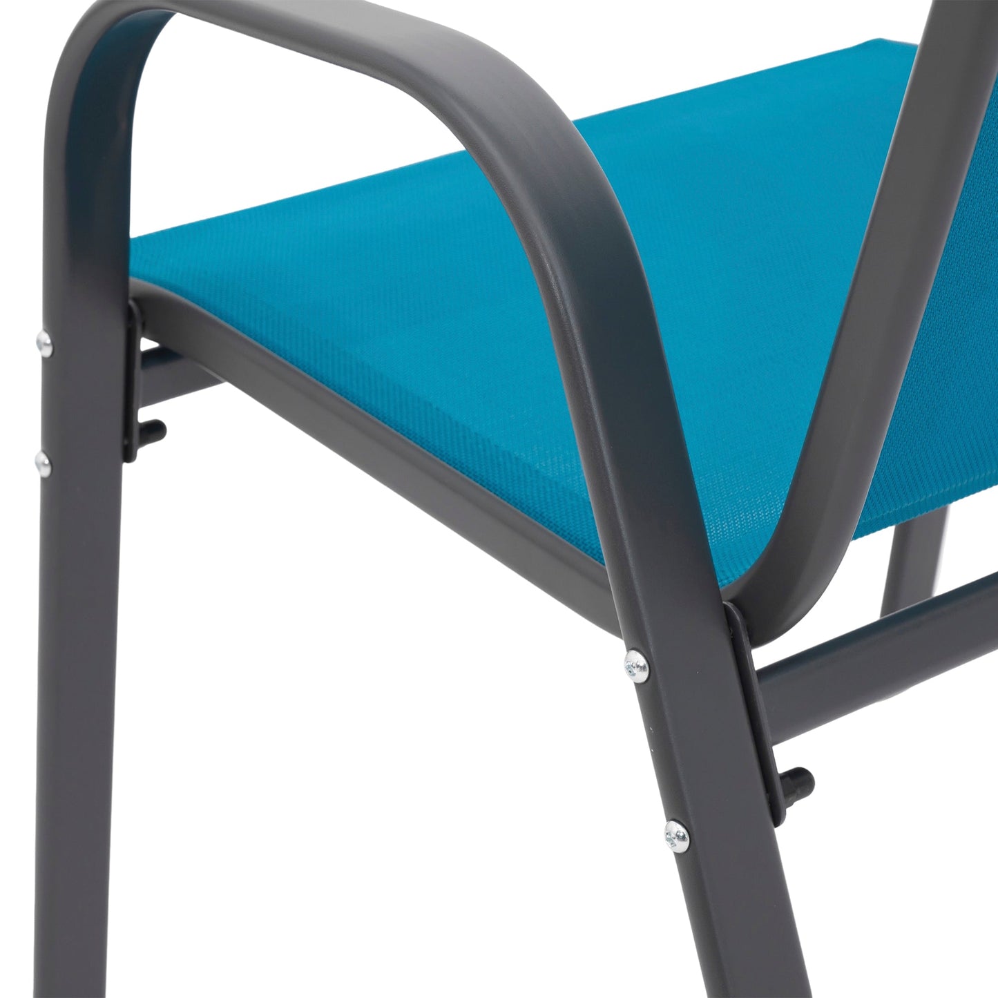 6Piece Patio Chairs, Outdoor Camping Chairs with Breathable Textilene Fabric, Set of 6 Garden Chairs with Armrest High Backrest for Garden Patio Pool Beach Yard Space Saving ( Blue) - 1st Choice Furniture Direct