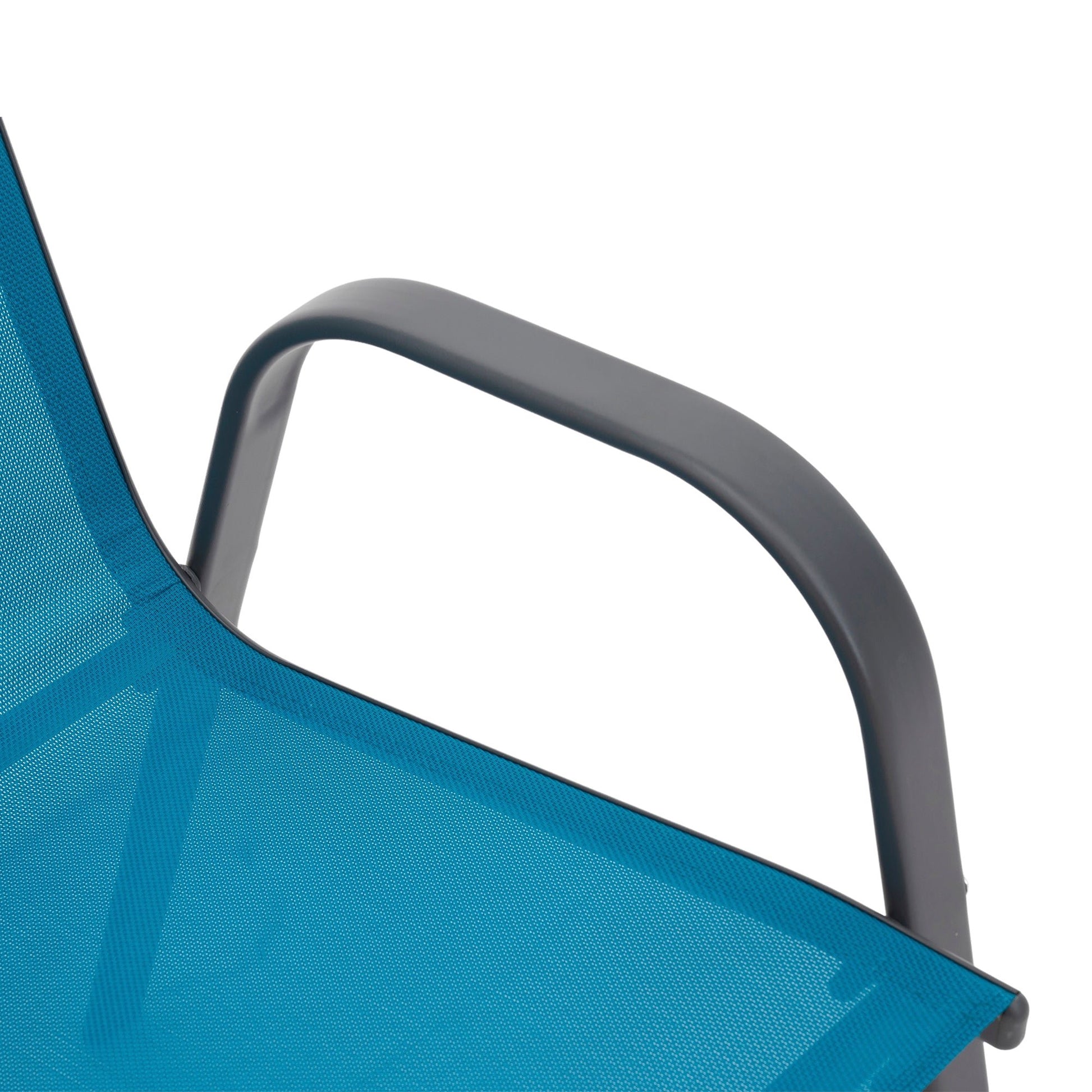 6Piece Patio Chairs, Outdoor Camping Chairs with Breathable Textilene Fabric, Set of 6 Garden Chairs with Armrest High Backrest for Garden Patio Pool Beach Yard Space Saving ( Blue) - 1st Choice Furniture Direct