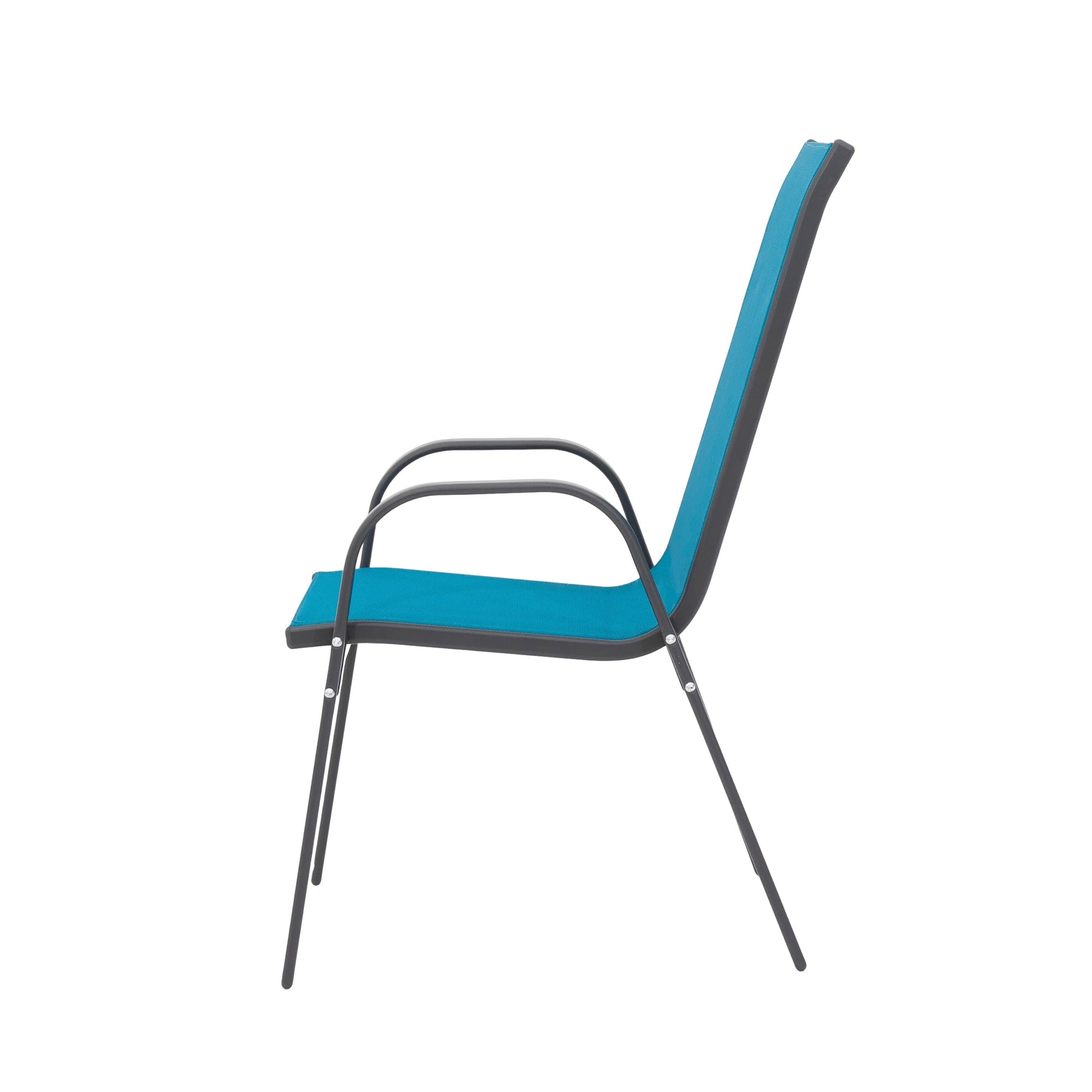 6Piece Patio Chairs, Outdoor Camping Chairs with Breathable Textilene Fabric, Set of 6 Garden Chairs with Armrest High Backrest for Garden Patio Pool Beach Yard Space Saving ( Blue) - 1st Choice Furniture Direct
