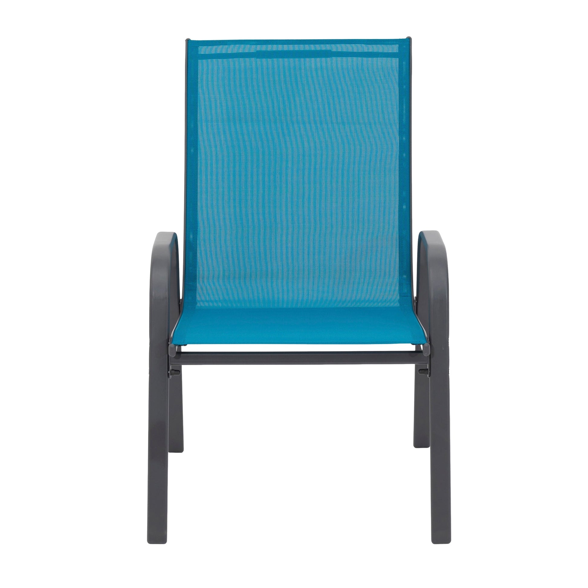 6Piece Patio Chairs, Outdoor Camping Chairs with Breathable Textilene Fabric, Set of 6 Garden Chairs with Armrest High Backrest for Garden Patio Pool Beach Yard Space Saving ( Blue) - 1st Choice Furniture Direct