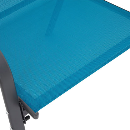 6Piece Patio Chairs, Outdoor Camping Chairs with Breathable Textilene Fabric, Set of 6 Garden Chairs with Armrest High Backrest for Garden Patio Pool Beach Yard Space Saving ( Blue) - 1st Choice Furniture Direct