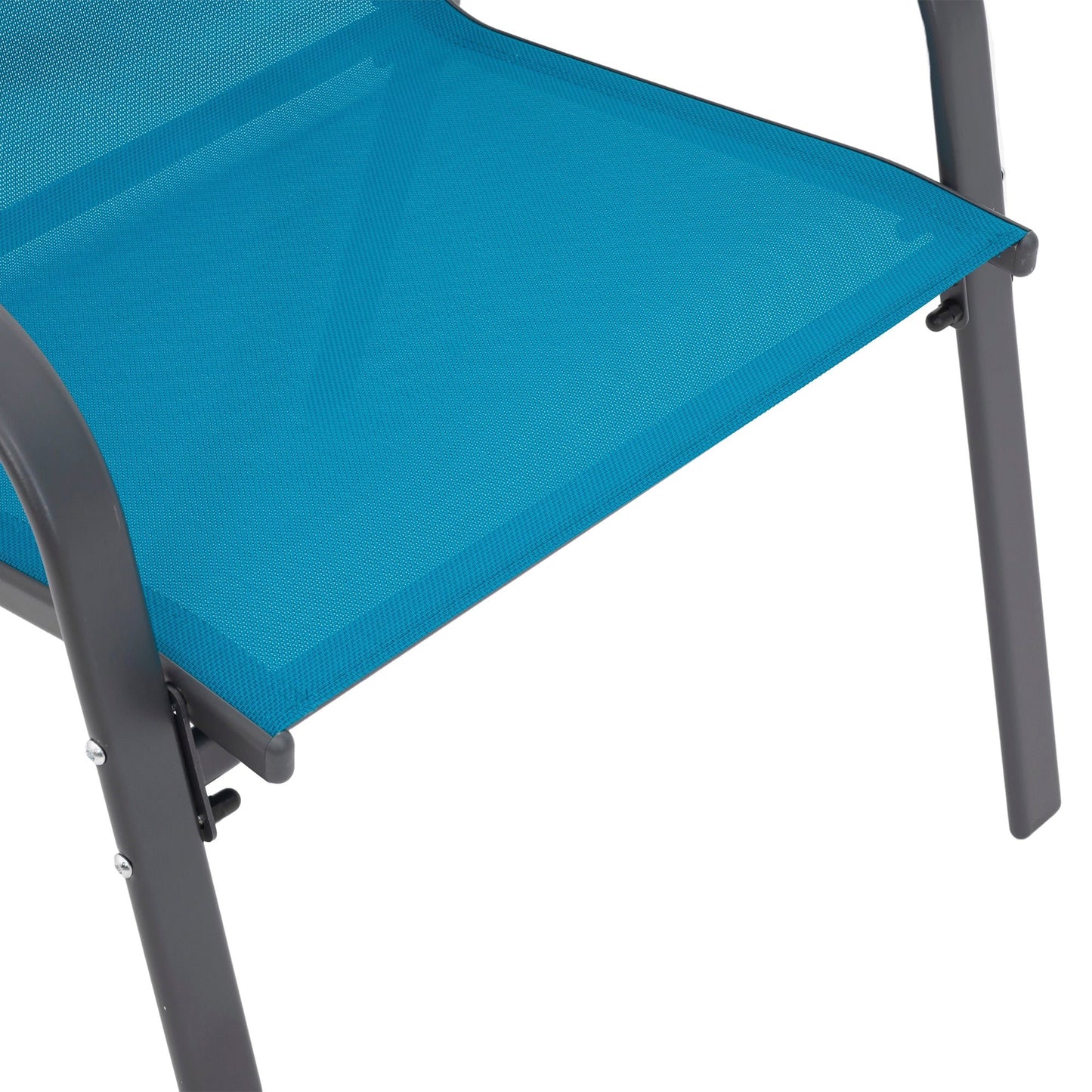 6Piece Patio Chairs, Outdoor Camping Chairs with Breathable Textilene Fabric, Set of 6 Garden Chairs with Armrest High Backrest for Garden Patio Pool Beach Yard Space Saving ( Blue) - 1st Choice Furniture Direct