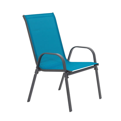 6Piece Patio Chairs, Outdoor Camping Chairs with Breathable Textilene Fabric, Set of 6 Garden Chairs with Armrest High Backrest for Garden Patio Pool Beach Yard Space Saving ( Blue) - 1st Choice Furniture Direct