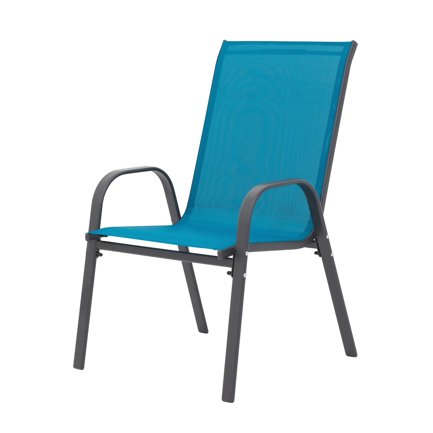 6Piece Patio Chairs, Outdoor Camping Chairs with Breathable Textilene Fabric, Set of 6 Garden Chairs with Armrest High Backrest for Garden Patio Pool Beach Yard Space Saving ( Blue) - 1st Choice Furniture Direct