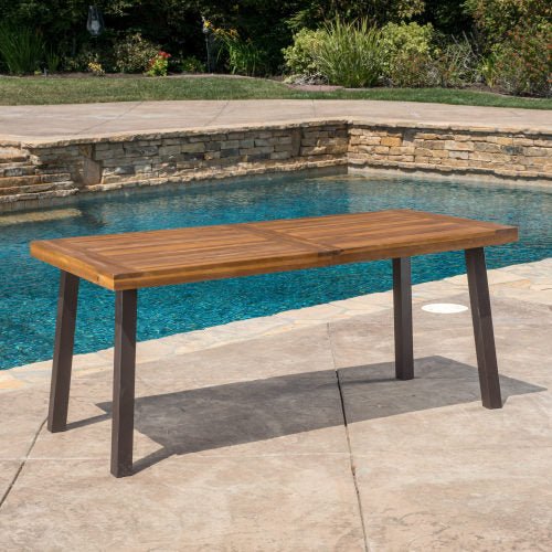 7 Piece Outdoor Dining Set – Acacia Wood Patio Table with Wicker Chairs - 1st Choice Furniture Direct