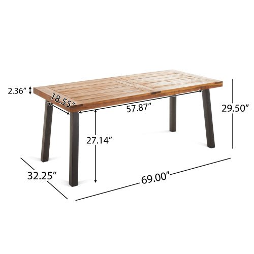 7 Piece Outdoor Dining Set – Acacia Wood Patio Table with Wicker Chairs - 1st Choice Furniture Direct