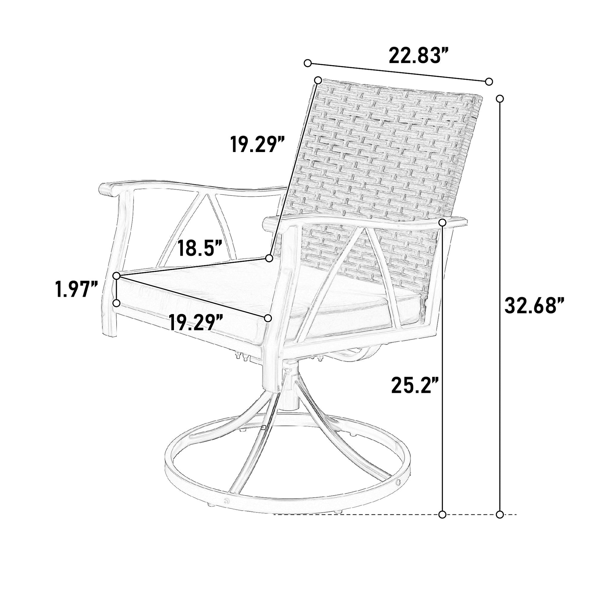 7 Piece Patio Dining Set ,Outdoor Wicker Furniture Set for Backyard Garden Deck Poolside with 2 Cushions Swivel Rocker Chairs,4 Cushions chairs,Table Top, Removable Cushions - 1st Choice Furniture Direct