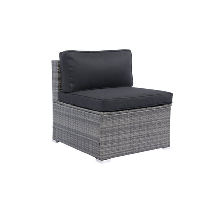 7 - Piece Patio Furniture Set w/Retractable Canopy Wicker Rattan Sectional Sofa Set Patio Furniture with Washable Cushions for Lawn, Garden, Backyard, Poolside Grey wicker + Black Cushion - 1st Choice Furniture Direct