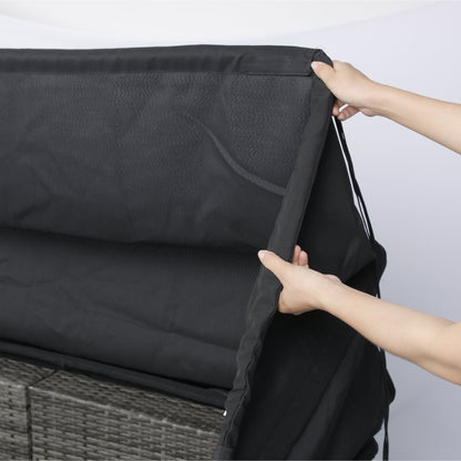 7 - Piece Patio Furniture Set w/Retractable Canopy Wicker Rattan Sectional Sofa Set Patio Furniture with Washable Cushions for Lawn, Garden, Backyard, Poolside Grey wicker + Black Cushion - 1st Choice Furniture Direct