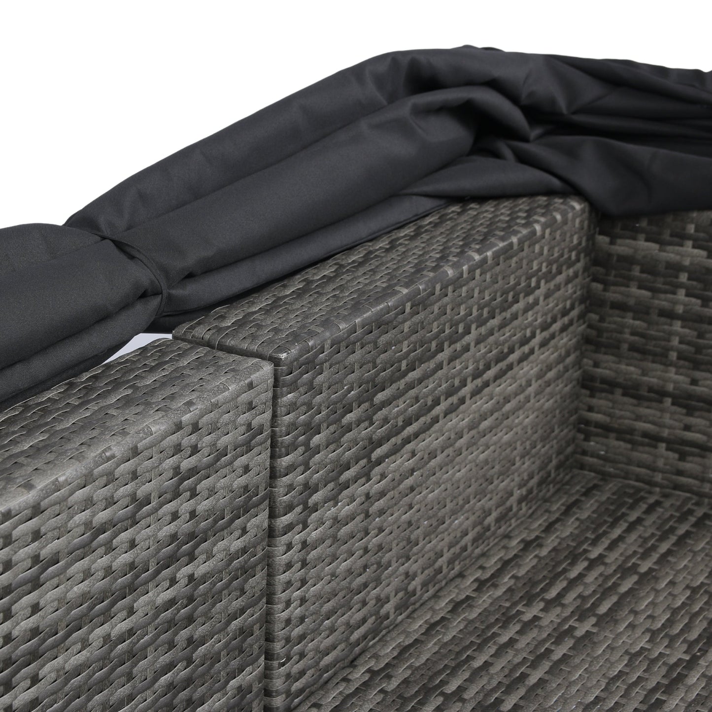 7 - Piece Patio Furniture Set w/Retractable Canopy Wicker Rattan Sectional Sofa Set Patio Furniture with Washable Cushions for Lawn, Garden, Backyard, Poolside Grey wicker + Black Cushion - 1st Choice Furniture Direct