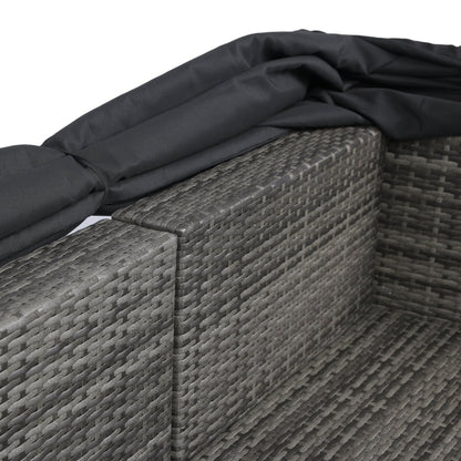 7 - Piece Patio Furniture Set w/Retractable Canopy Wicker Rattan Sectional Sofa Set Patio Furniture with Washable Cushions for Lawn, Garden, Backyard, Poolside Grey wicker + Black Cushion - 1st Choice Furniture Direct