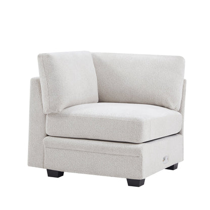 7 - Piece Reversible Modular Corner Sectional - Beige(two corner chairs, three armless chairs, and two ottomans) - 1st Choice Furniture Direct