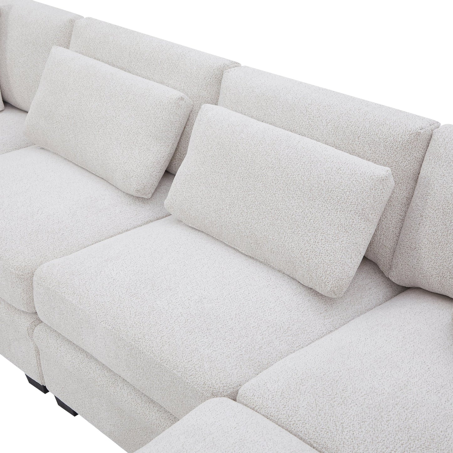 7 - Piece Reversible Modular Corner Sectional - Beige(two corner chairs, three armless chairs, and two ottomans) - 1st Choice Furniture Direct