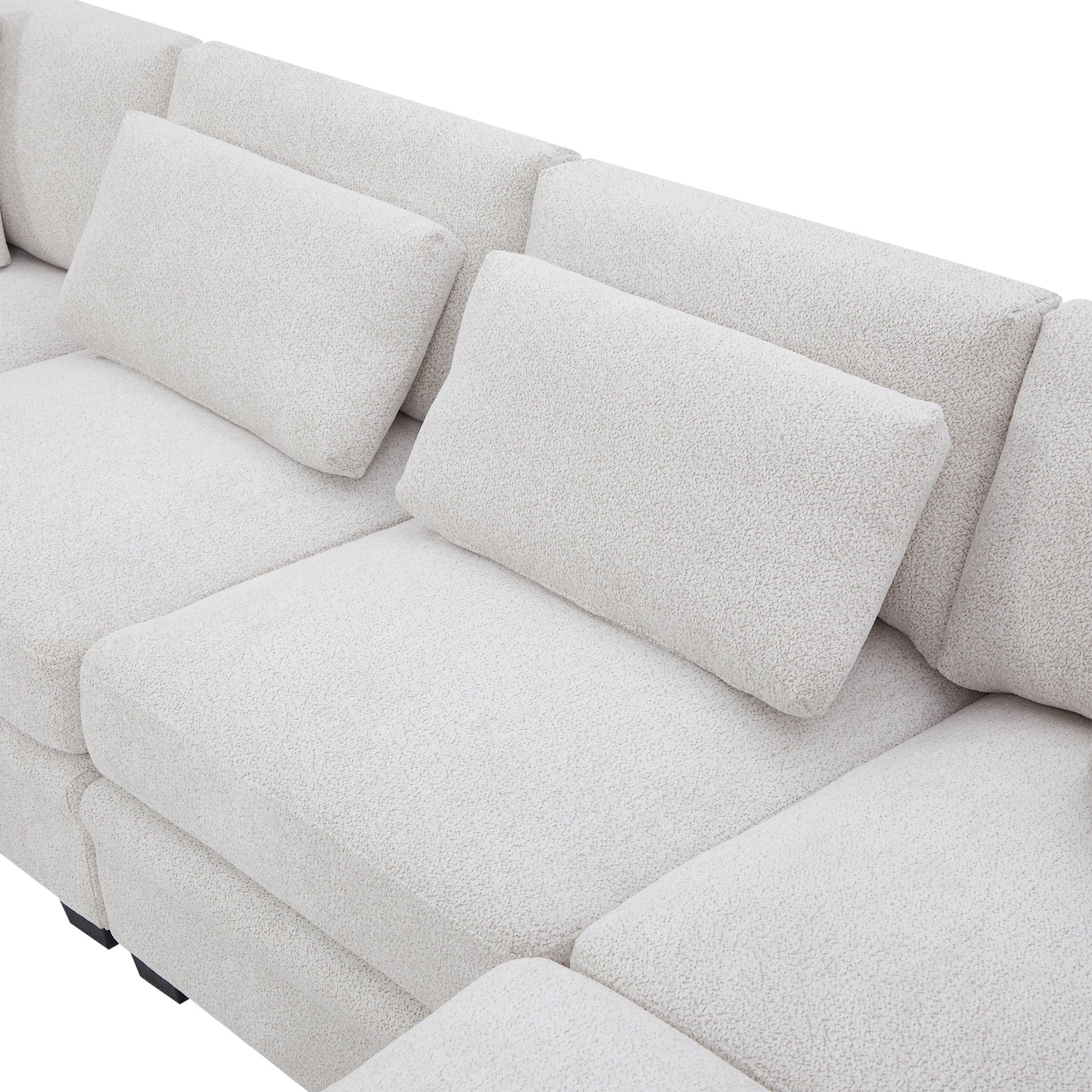 7 - Piece Reversible Modular Corner Sectional - Beige(two corner chairs, three armless chairs, and two ottomans) - 1st Choice Furniture Direct