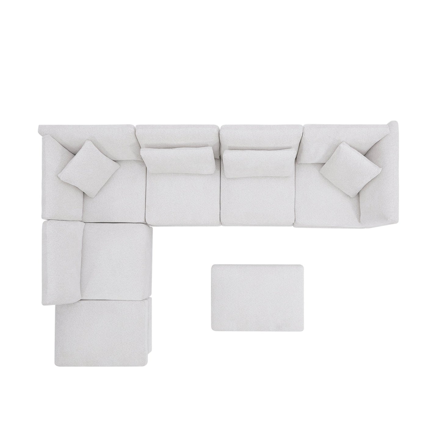 7 - Piece Reversible Modular Corner Sectional - Beige(two corner chairs, three armless chairs, and two ottomans) - 1st Choice Furniture Direct