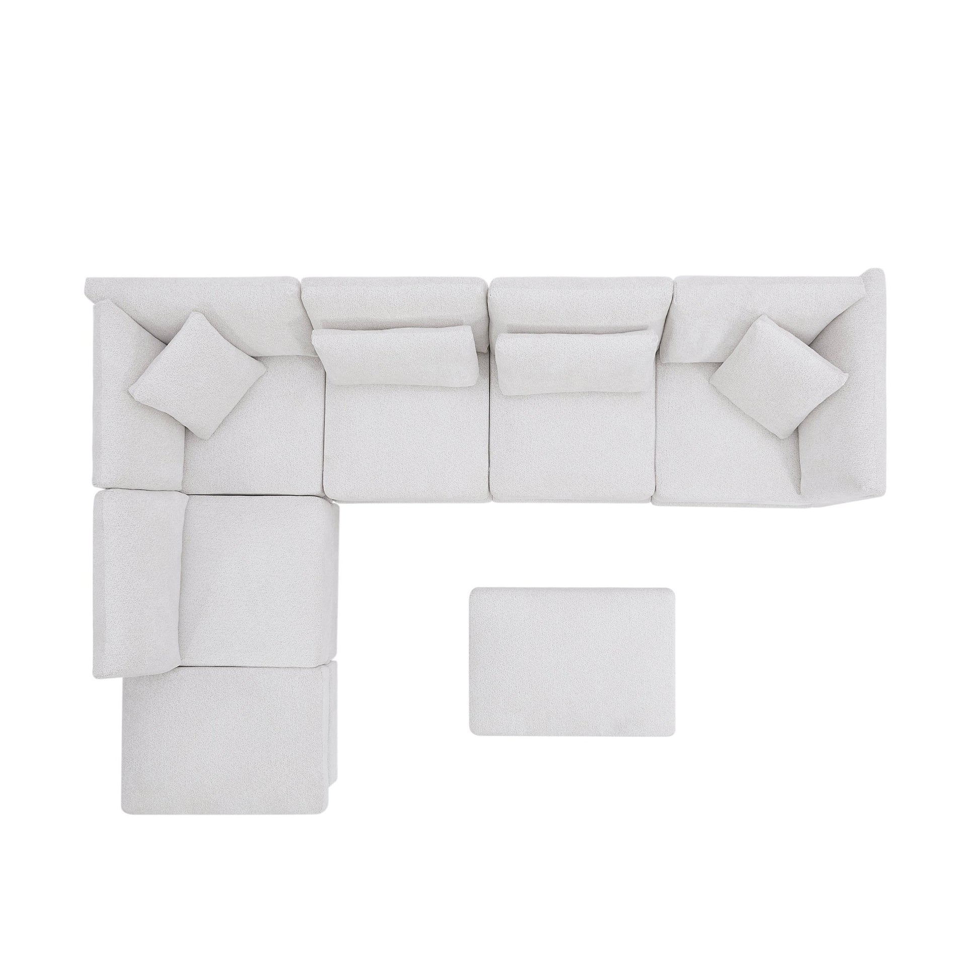 7 - Piece Reversible Modular Corner Sectional - Beige(two corner chairs, three armless chairs, and two ottomans) - 1st Choice Furniture Direct
