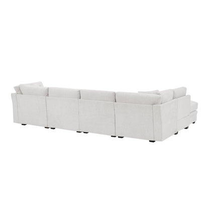 7 - Piece Reversible Modular Corner Sectional - Beige(two corner chairs, three armless chairs, and two ottomans) - 1st Choice Furniture Direct