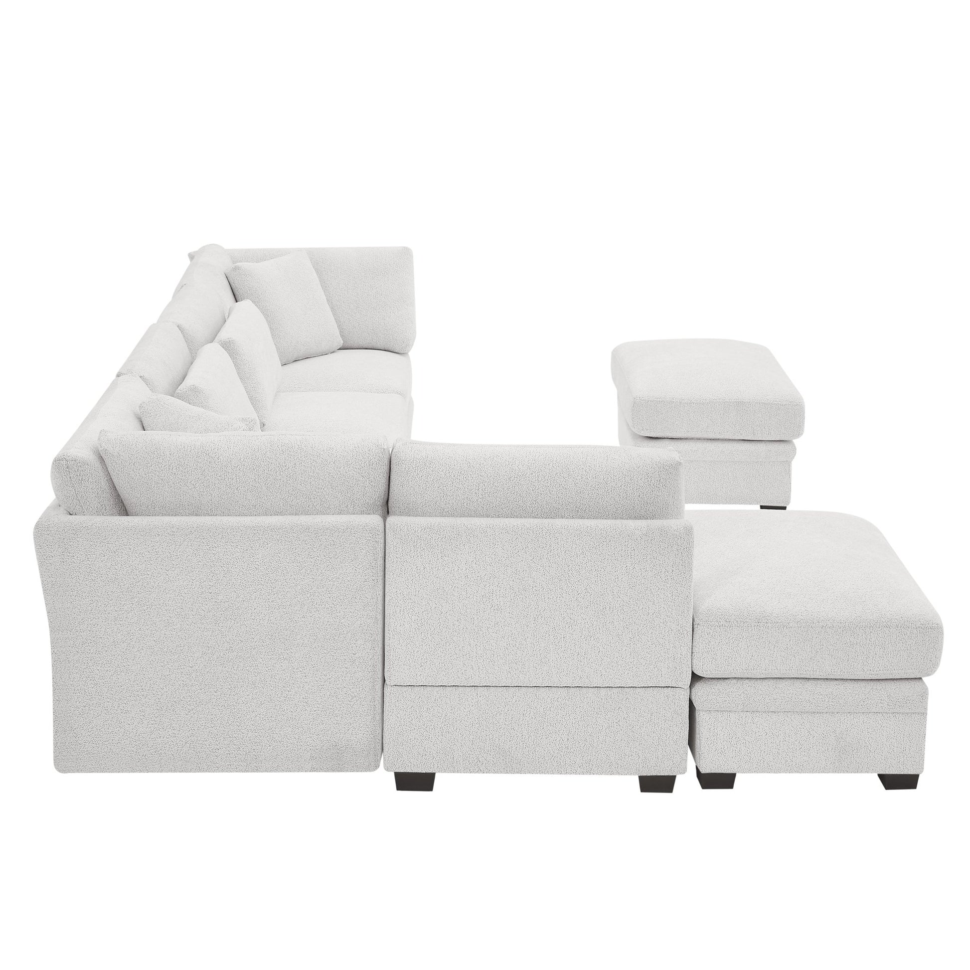 7 - Piece Reversible Modular Corner Sectional - Beige(two corner chairs, three armless chairs, and two ottomans) - 1st Choice Furniture Direct