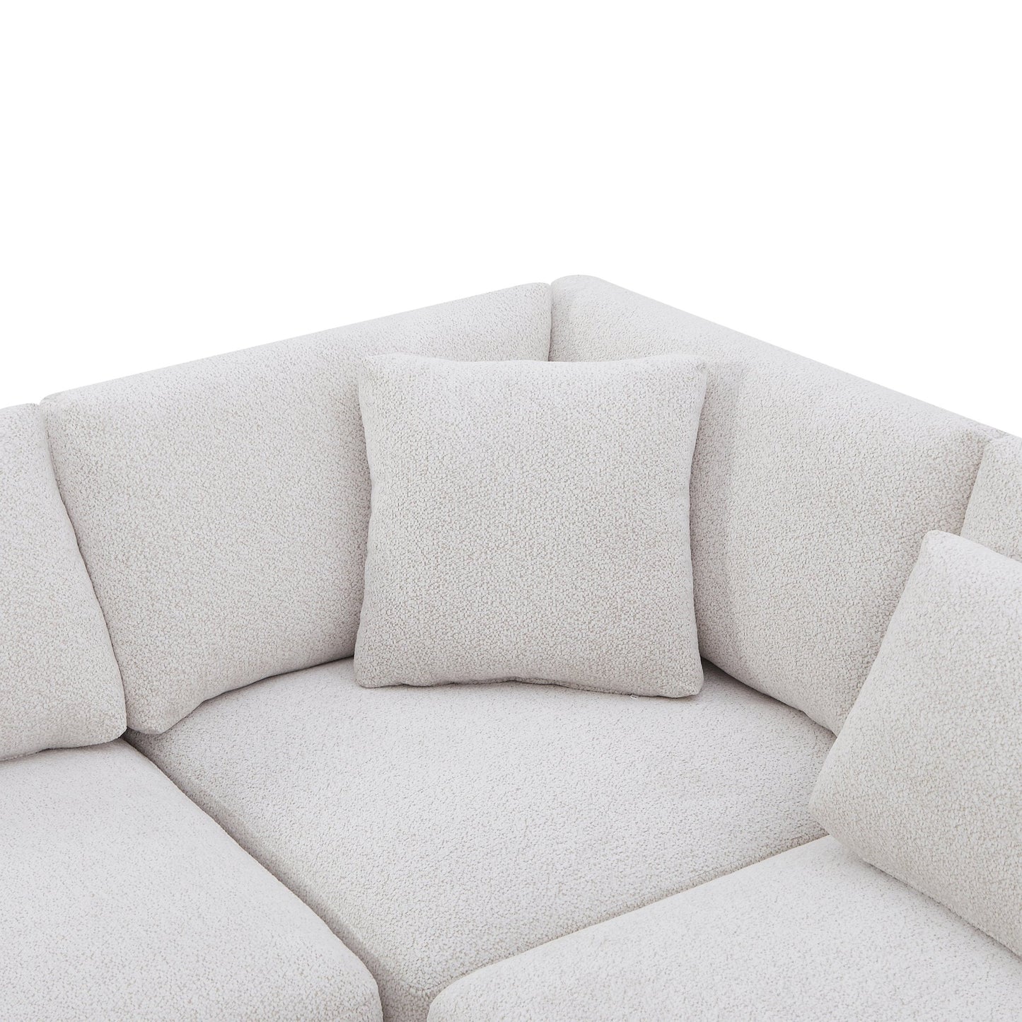 7 - Piece Reversible Modular Corner Sectional - Beige(two corner chairs, three armless chairs, and two ottomans) - 1st Choice Furniture Direct