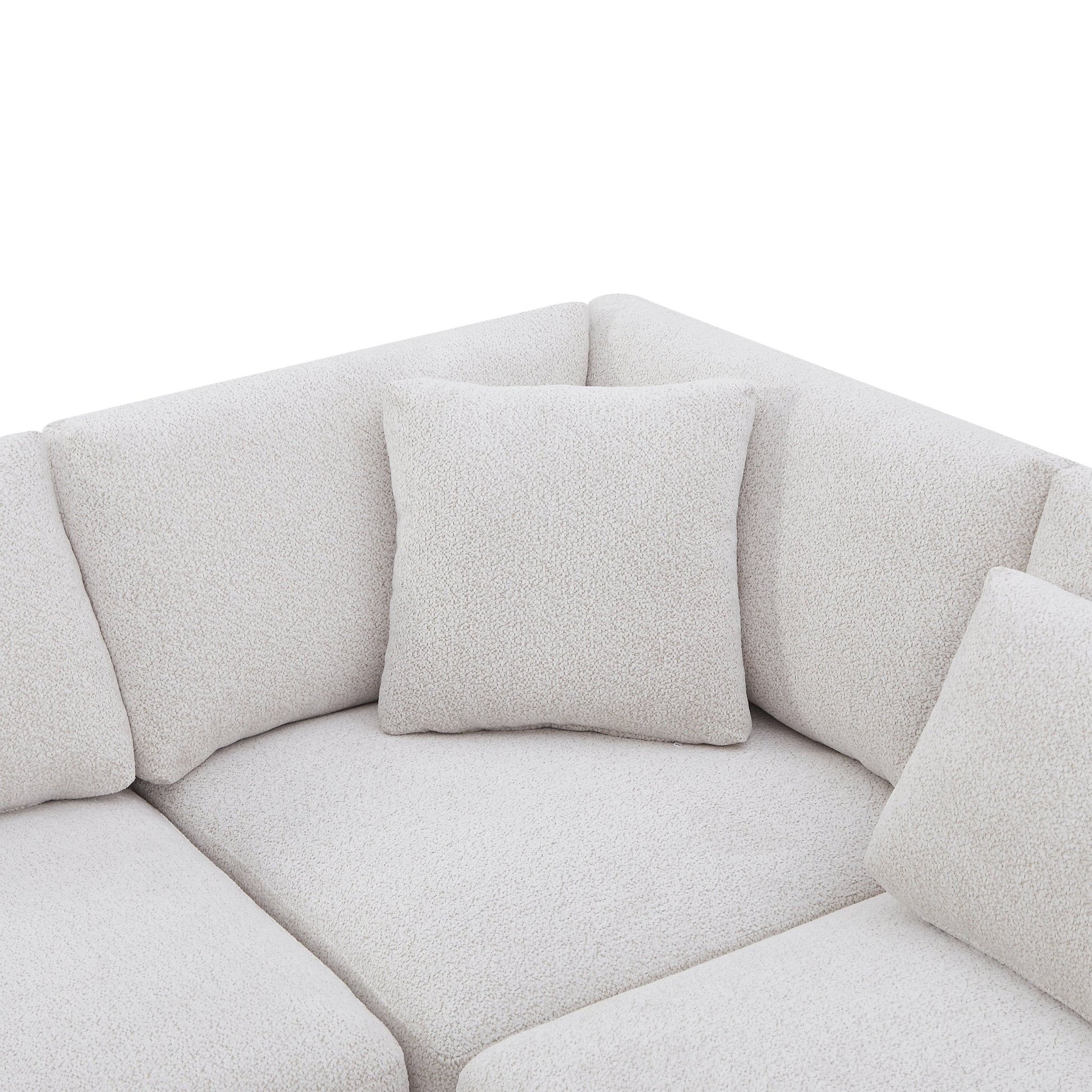 7 - Piece Reversible Modular Corner Sectional - Beige(two corner chairs, three armless chairs, and two ottomans) - 1st Choice Furniture Direct