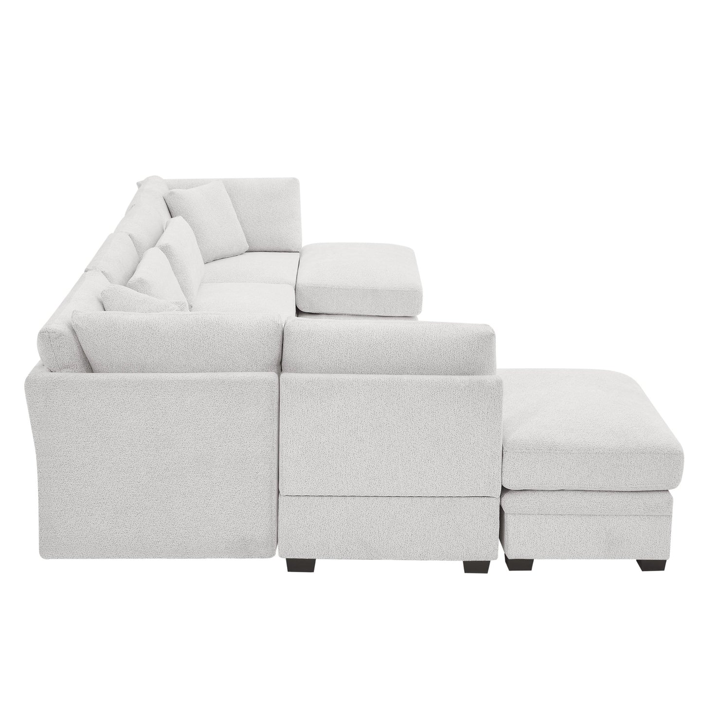 7 - Piece Reversible Modular Corner Sectional - Beige(two corner chairs, three armless chairs, and two ottomans) - 1st Choice Furniture Direct