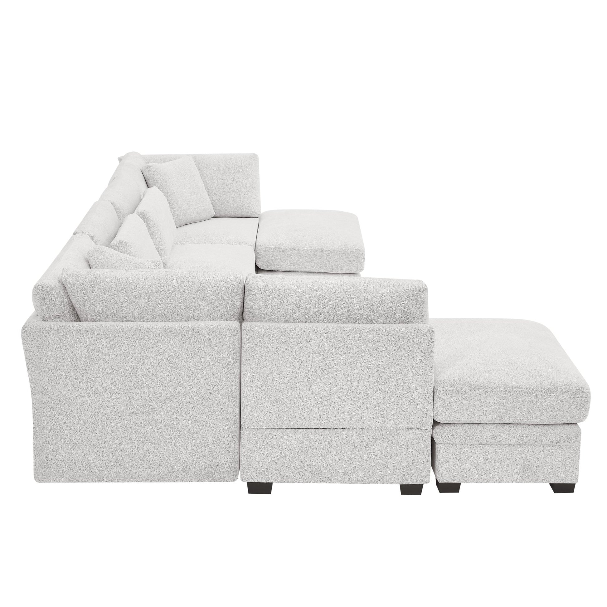 7 - Piece Reversible Modular Corner Sectional - Beige(two corner chairs, three armless chairs, and two ottomans) - 1st Choice Furniture Direct