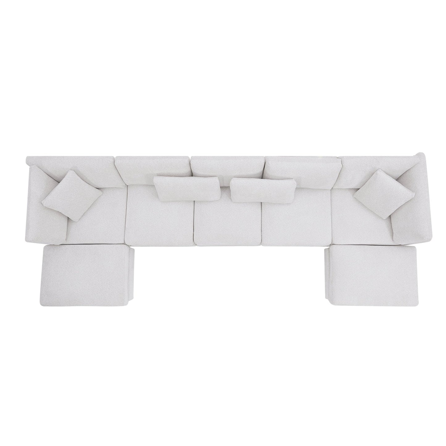 7 - Piece Reversible Modular Corner Sectional - Beige(two corner chairs, three armless chairs, and two ottomans) - 1st Choice Furniture Direct