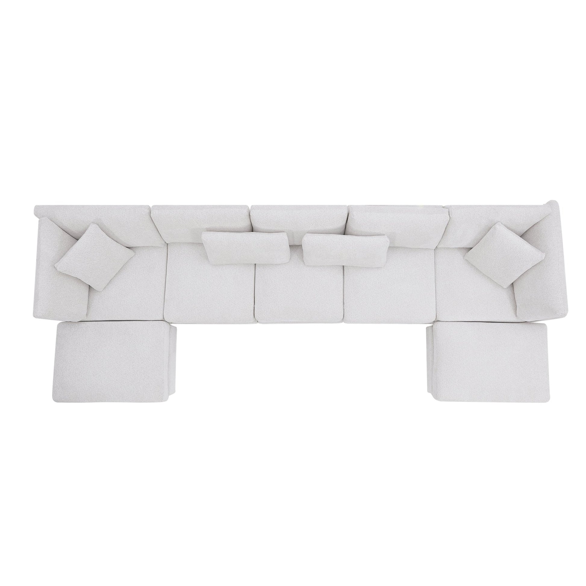 7 - Piece Reversible Modular Corner Sectional - Beige(two corner chairs, three armless chairs, and two ottomans) - 1st Choice Furniture Direct