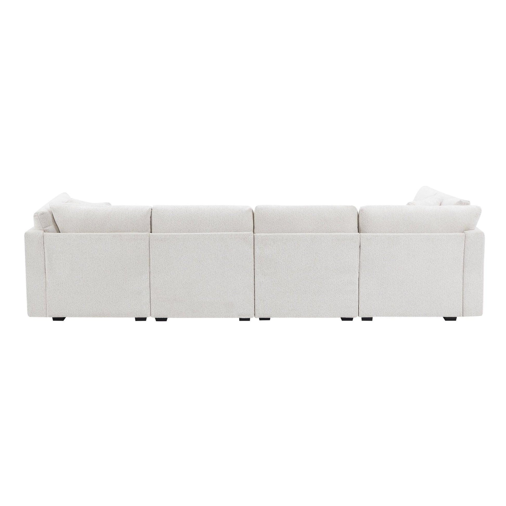 7 - Piece Reversible Modular Corner Sectional - Beige(two corner chairs, three armless chairs, and two ottomans) - 1st Choice Furniture Direct