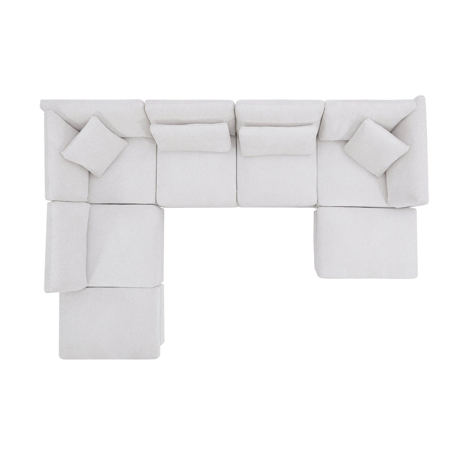 7 - Piece Reversible Modular Corner Sectional - Beige(two corner chairs, three armless chairs, and two ottomans) - 1st Choice Furniture Direct